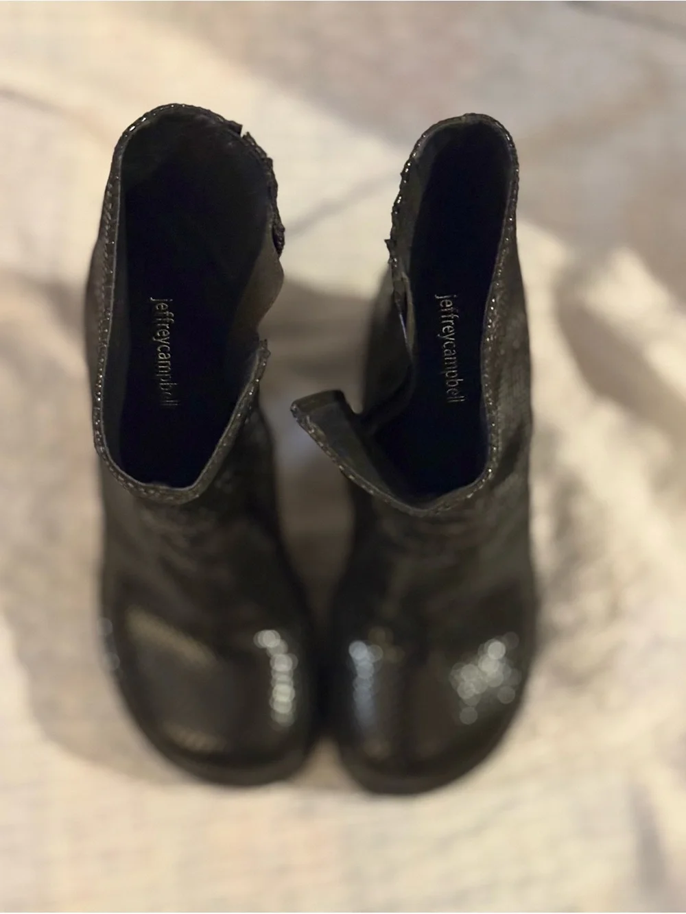Jeffrey Campbell Black Textured Platform Ankle Boots
